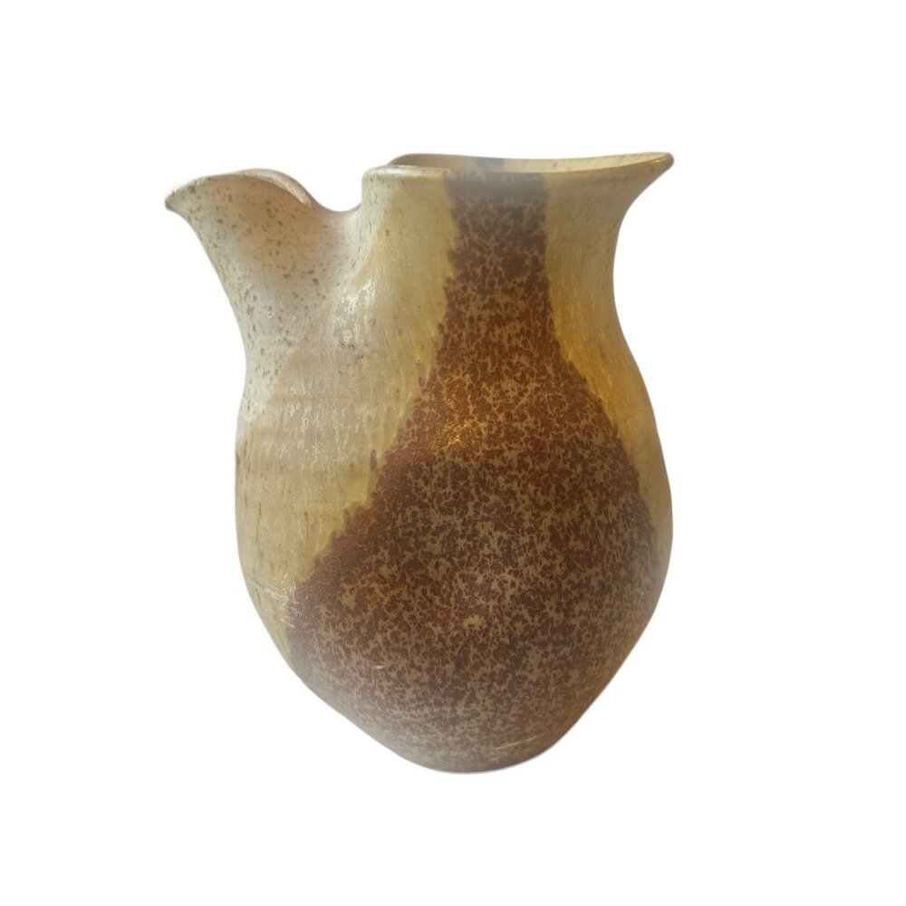 Vintage Wishon Harrell Studio Pottery Vase Yellow & Brown Abstract Design